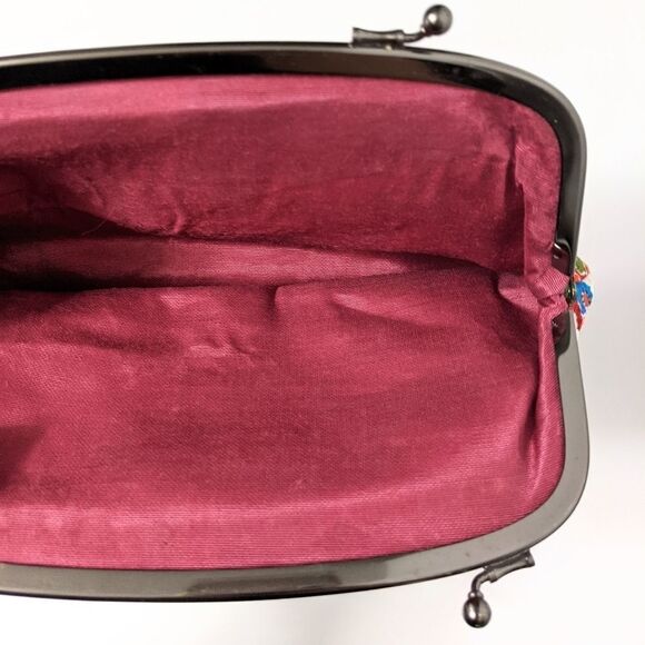 VINTAGE Foldover Orange Floral Kiss Lock Clutch - Picture 6 of 8